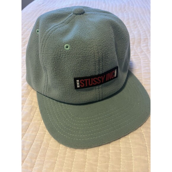 NEW Stussy Inc Laguna Beach Sherpa Fleece StrapBack One Size Hat Sea Foam Green - Picture 2 of 9